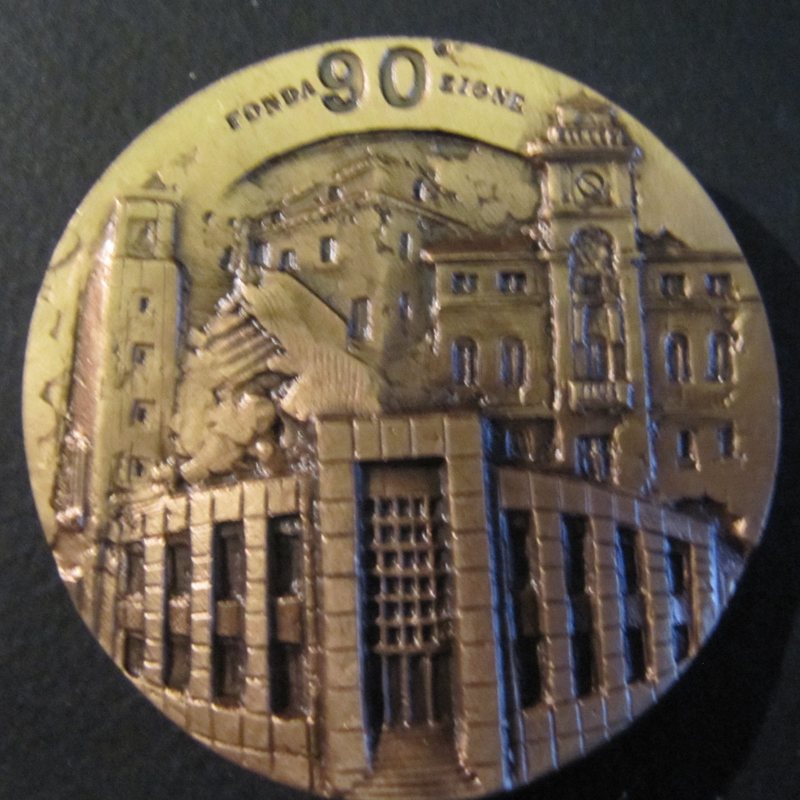 Medaglia 90° anniversario della fondazione di Predappio Nuova (1925–2015), fronte