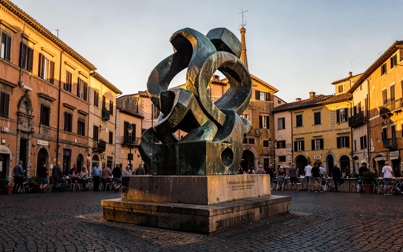 Monumento in bronzo in una piazza italiana